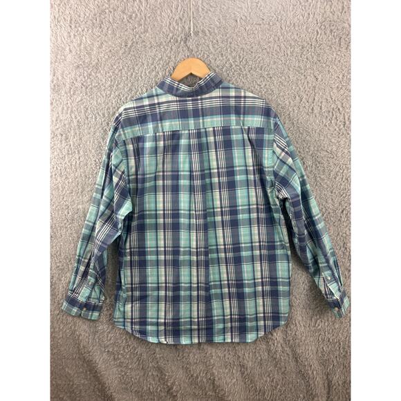 Vineyard Vines Slim Fit Whale Shirt XL Plaid Button Down Blue Green Cotton - Picture 2 of 7